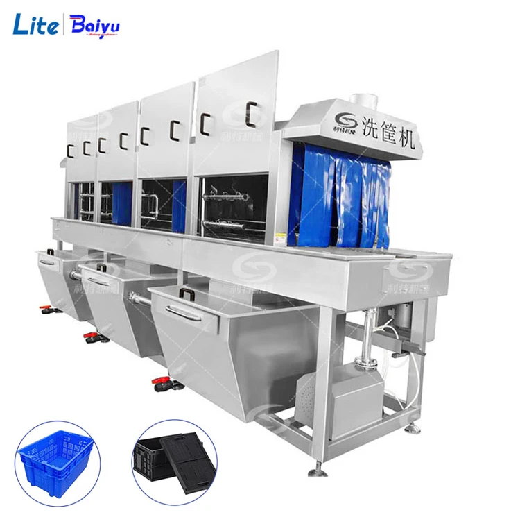 Automatic Plastic Poultry Chicken Crate Tray Washing Machine Garbage Trash Bin Basket Washer Basket Washing Machine