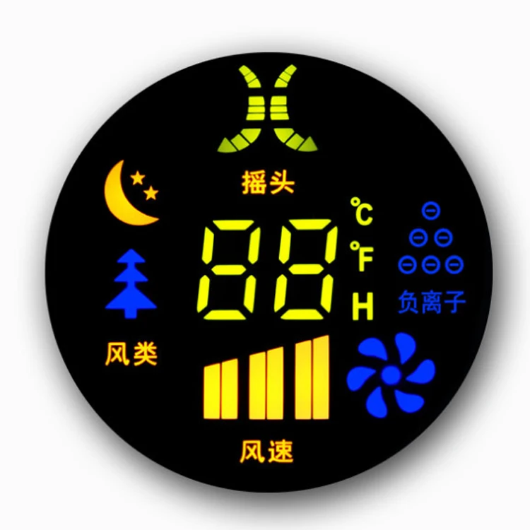 Customized circular size chromatic LED Digital Panel Display Screen TFT nixie tube for hot water heater Number symbol