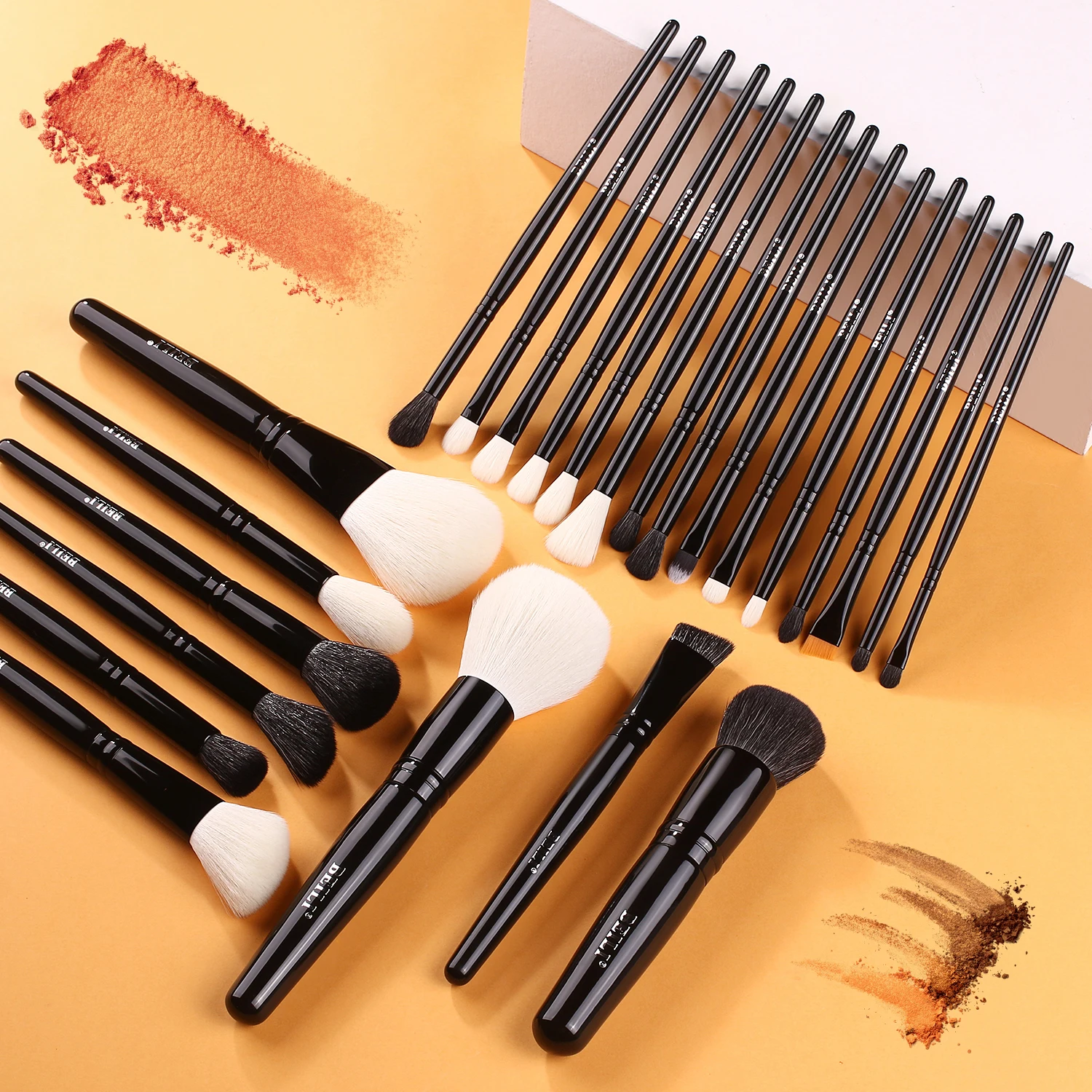 BEILI 24pcs custom logo professional high end all black high quality makeup brush cosmetic tools makeup set