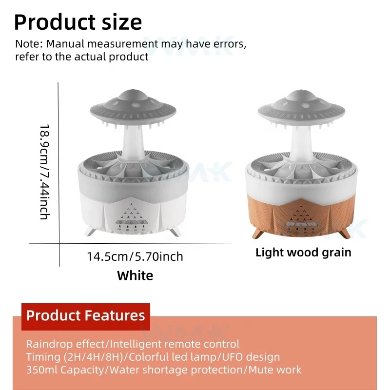 UFO Water Drop Ultrasonic Aroma Diffuser Best Sellers 350Ml Raindrop Aromatherapy Humidifier Diffuser With Remote