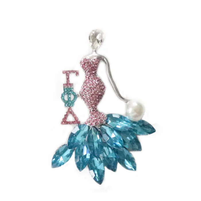 Gamma phi delta lady bling brooch sorority dance girl pins rhinestones l sister women jewelry