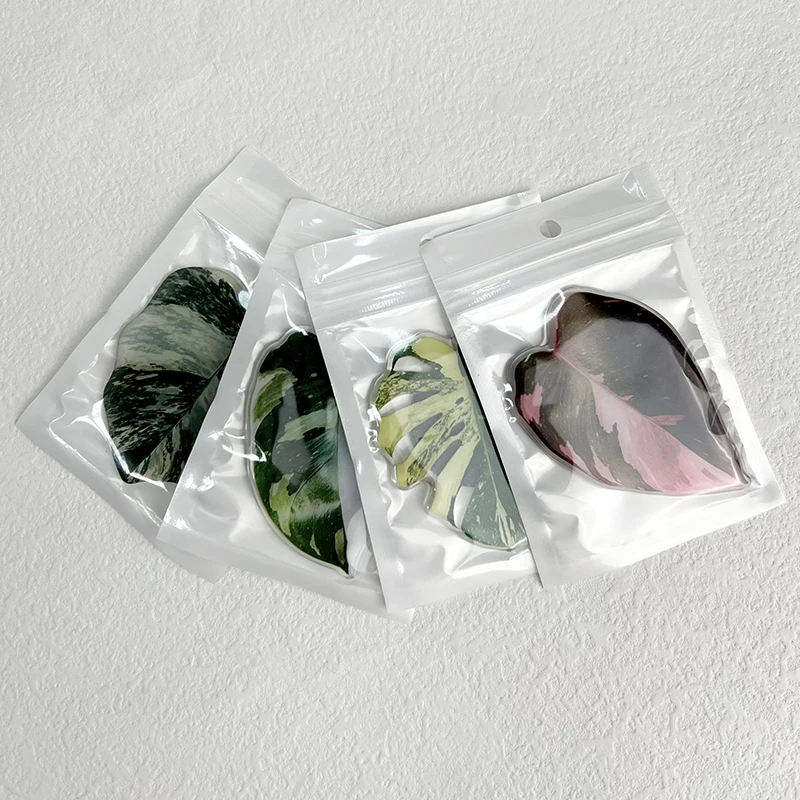 Plant leaf acrylic fridge magnets Simulation of pink Princess leaves high quality glue dropping process