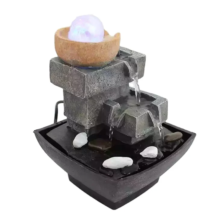 Fuente Home Decor Tabletop Indoor Waterfall Fountains Fonte New Design Garden Decoration Geometric Fountain Indoor Fountain