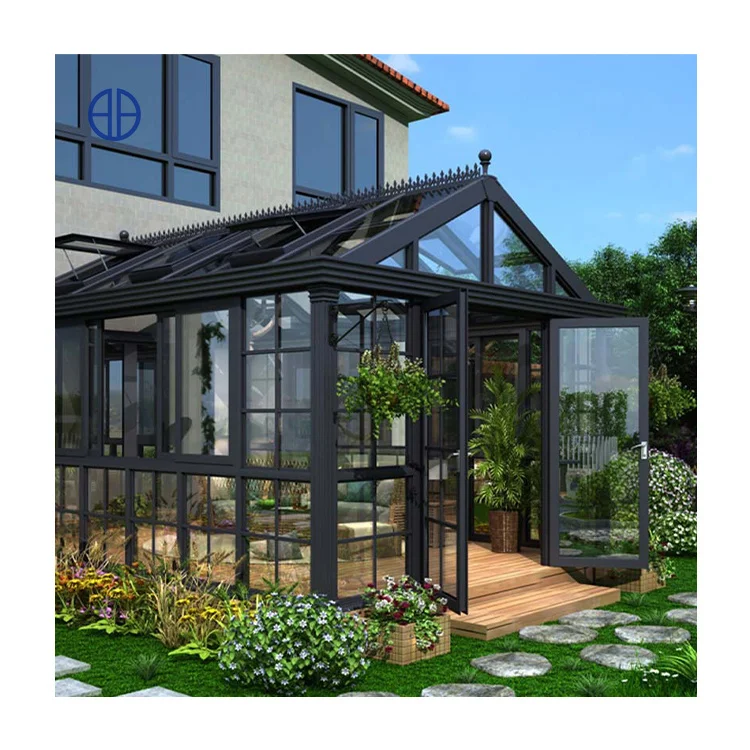 Guangzhou Manufacturer Solarium Glass Sunroom Sun Room House Reinforcement Aluminum Frame Conservatory Glass Room House