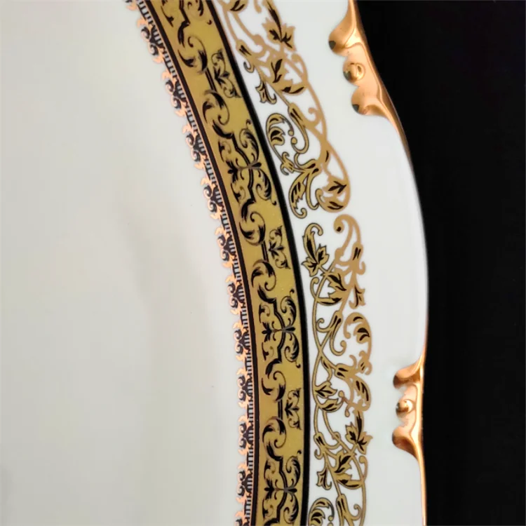 
Cheap ceramic white gold porcelain oval plate for hotel dinnerware colorful fish plate for restaurant small white porcelain plat 