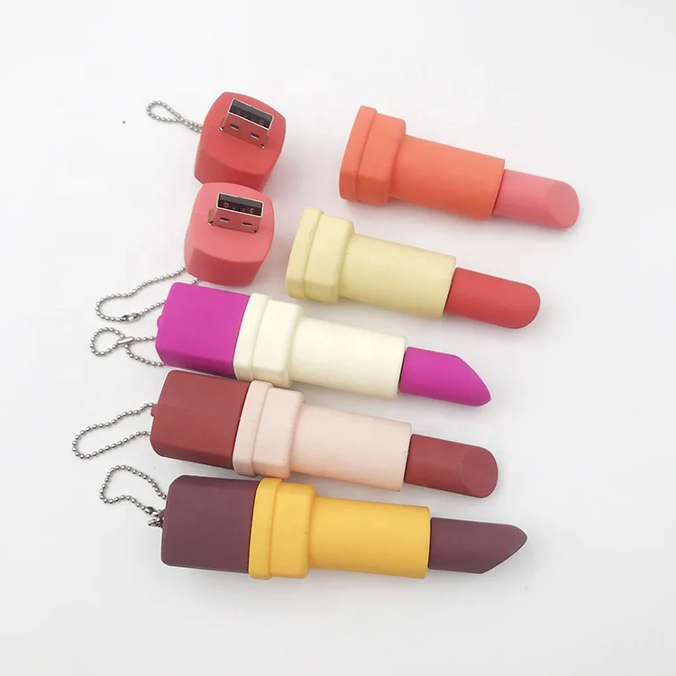 Wholesale pvc material lipstick shape women gifts 1gb 2gb 4gb usb flash drive customs shaped memory sticks