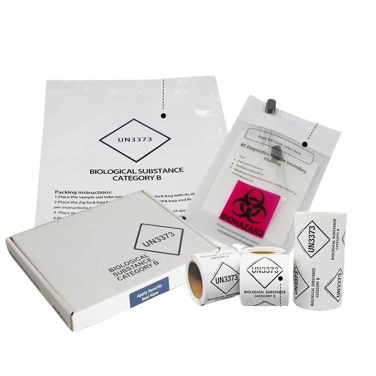 Customized 95Kpa biohazard transport specimen bags absorbent pad self adhesive 95kpa bags for un3373 packaging