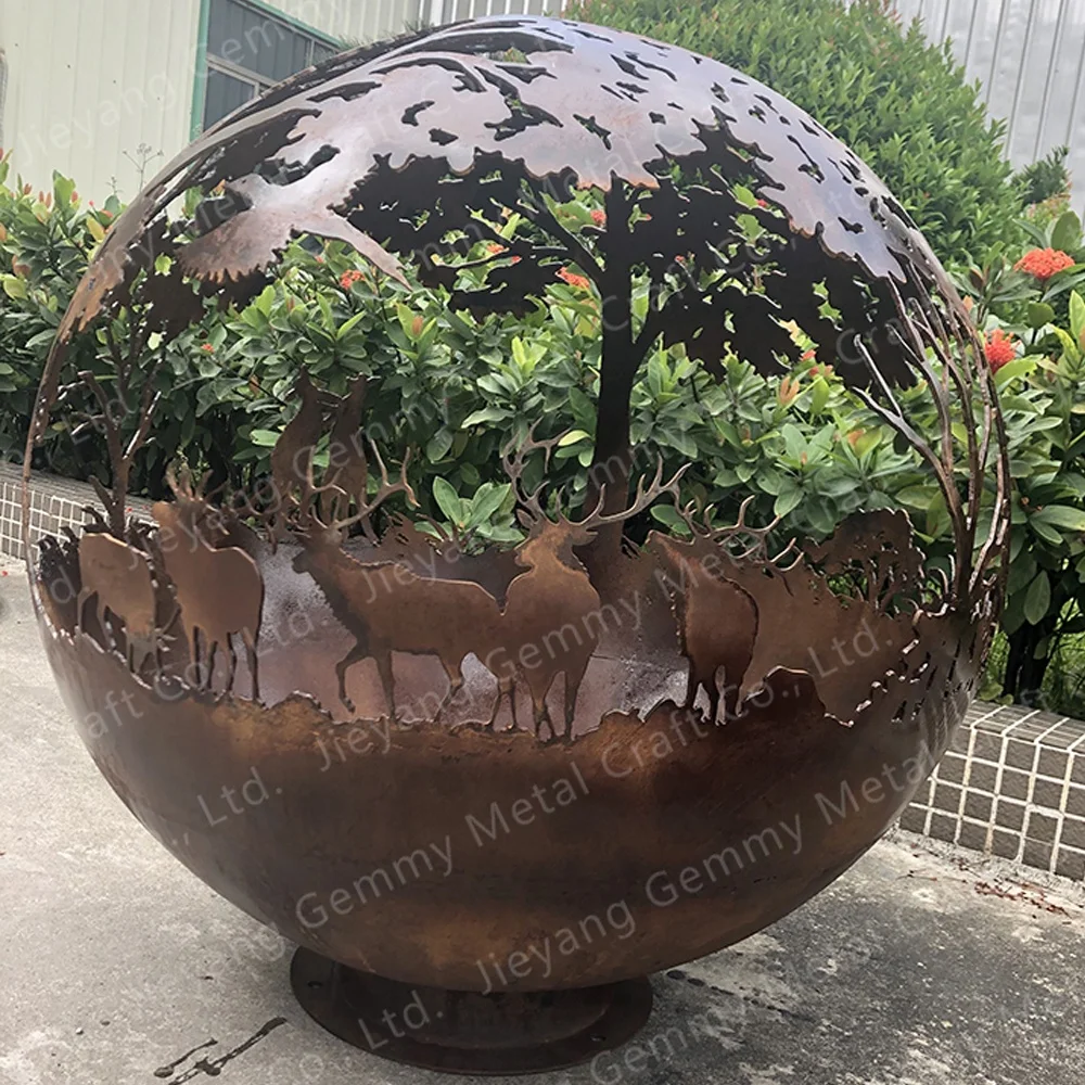 Wholesale Outdoor Garden Bbq Camping Corten Steel Metal Black Giant Smoke Free Backyard Fire Pits Hemisphere