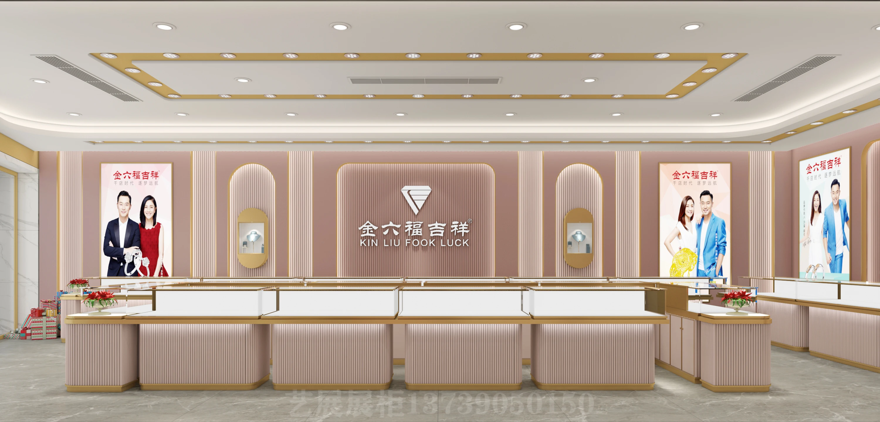 Luxury Stainless Steel Jewelry Display Case LED Light Cabinet Counter Shop Furniture for Store Showcase