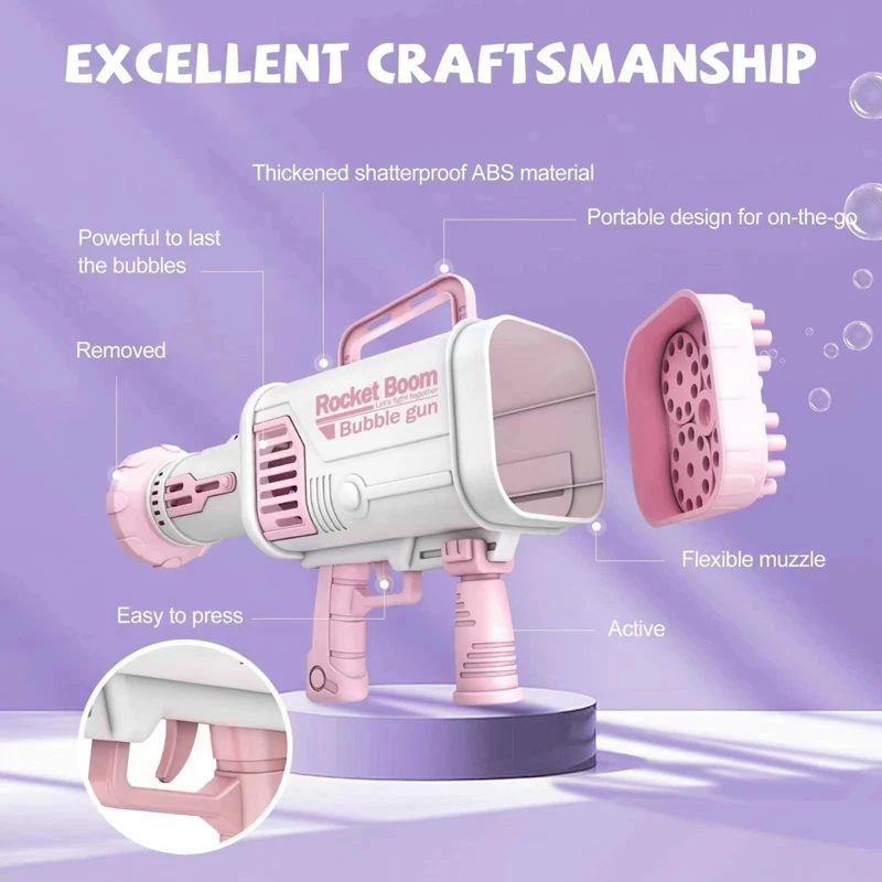 Outdoor Kids Water Auto Battery Bubble Launcher Electric Soap Maker Automatic Shooter Bubble Machine Gun Toy