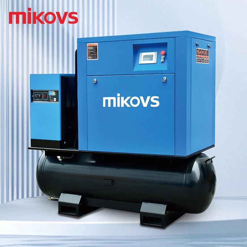 Промышленный винтовой воздушный компрессор Mikovs 15 кВт 16 бар PM VSD с баком и сушилкой для волоконно-лазерной резки