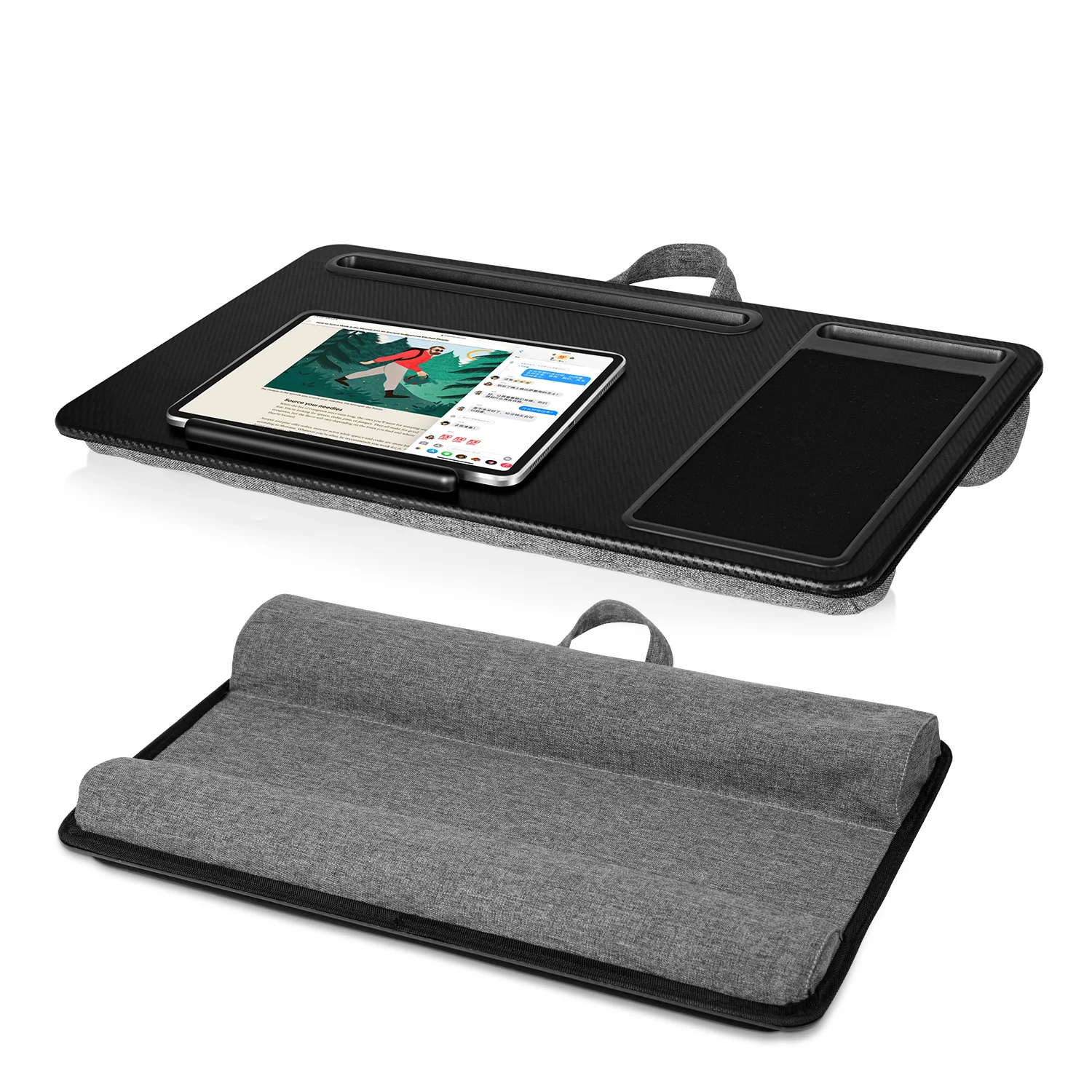 2022 Hot Sale Home Office Laptop Stand with Mouse Pad and Phone Holder Lap Tray Carbon Black Bed Table Stand Holder
