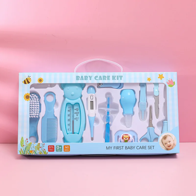 Hot sale portable mother and baby supplies baby care set nasal aspirator medicine feeder 13 sets baby nail  thermometer