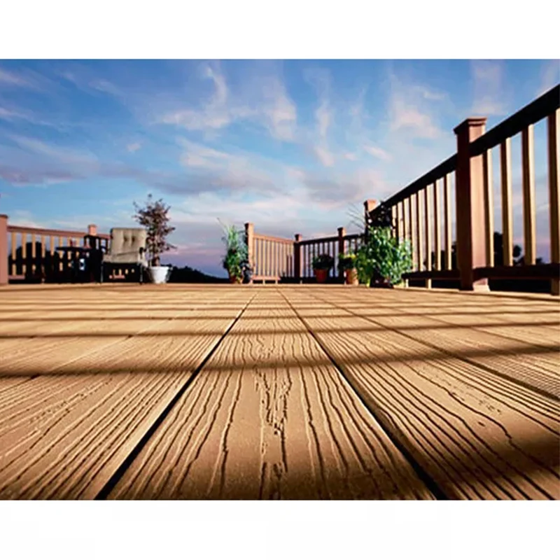 Outdoor terrace board WPC deck floor exterior composite decking for garden landscape 3D embossing wooden grain decking tiles