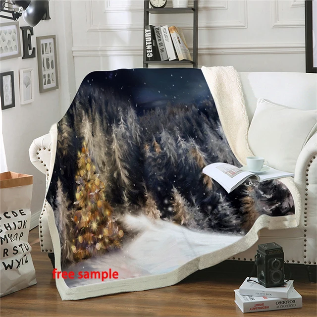 
Wholesale Cheap 100% Polyester Microfiber Christmas Flannel Sherpa Blanket 