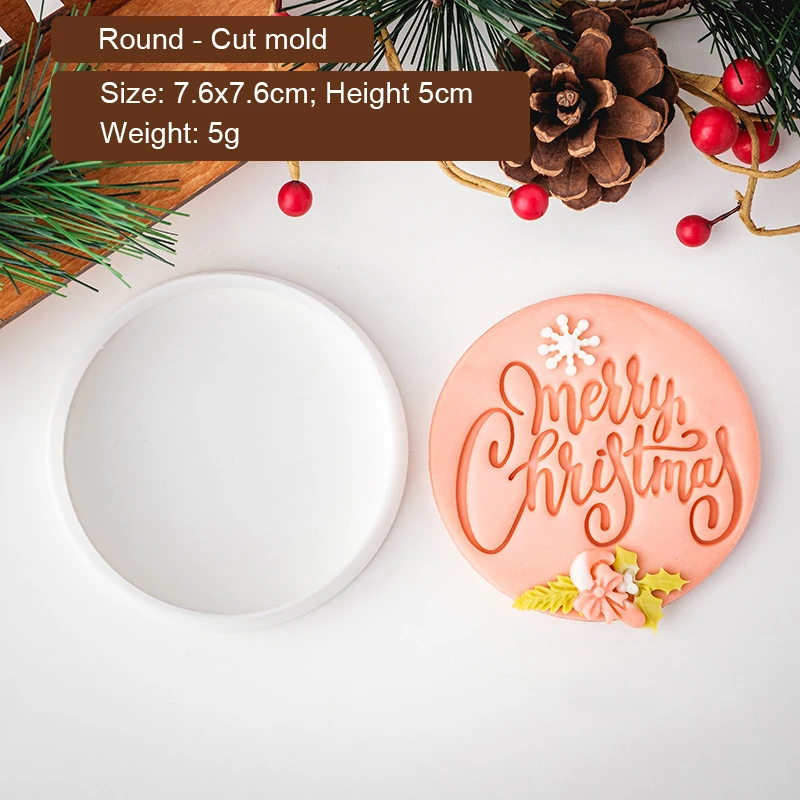 Personalized Christmas Cookie Stamp Fondant Mold Custom Merry Christmas Cookie Cutter Mold with 3D Raised Design