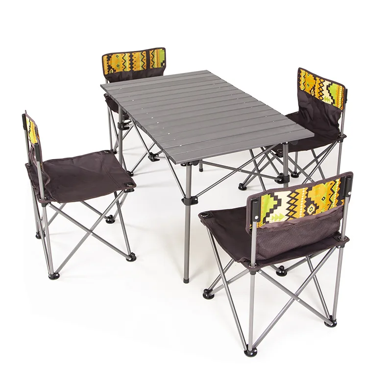 Portable outdoor folding aluminium table and chairs 5pcs set garden picnic barbecue fishing