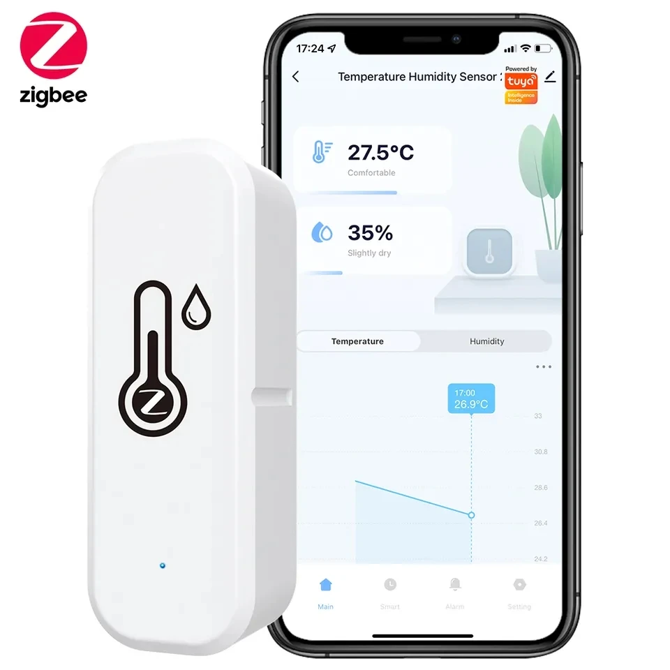 ZigBee Smart Indoor Temperature and Humidity Sensor Tuya APP Remote Monitoring Thermometer Hygrometer