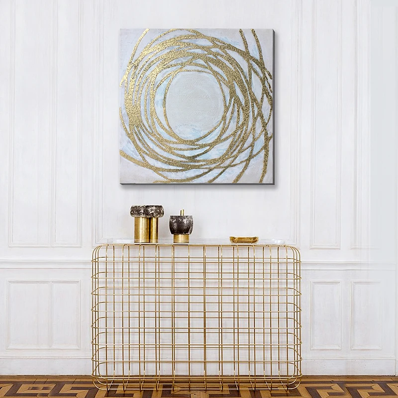Modern Abstract Gold Line Wall Canvas Art Oil Painting