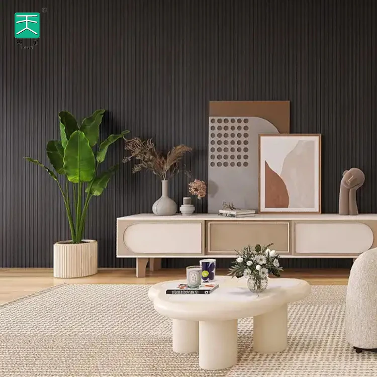 TianGe Acoustic Slat Wood Panels White Pvc Coating Baffle Ceiling Sound Proofing Felt Acoustic Panels