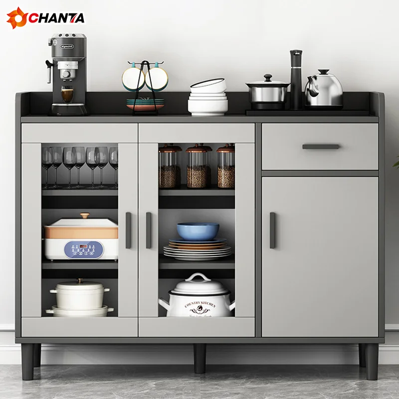 Modern Luxury Home Kitchen Dinning Room Furniture Storage Buffet Cabinets Glass Wooden Sideboard