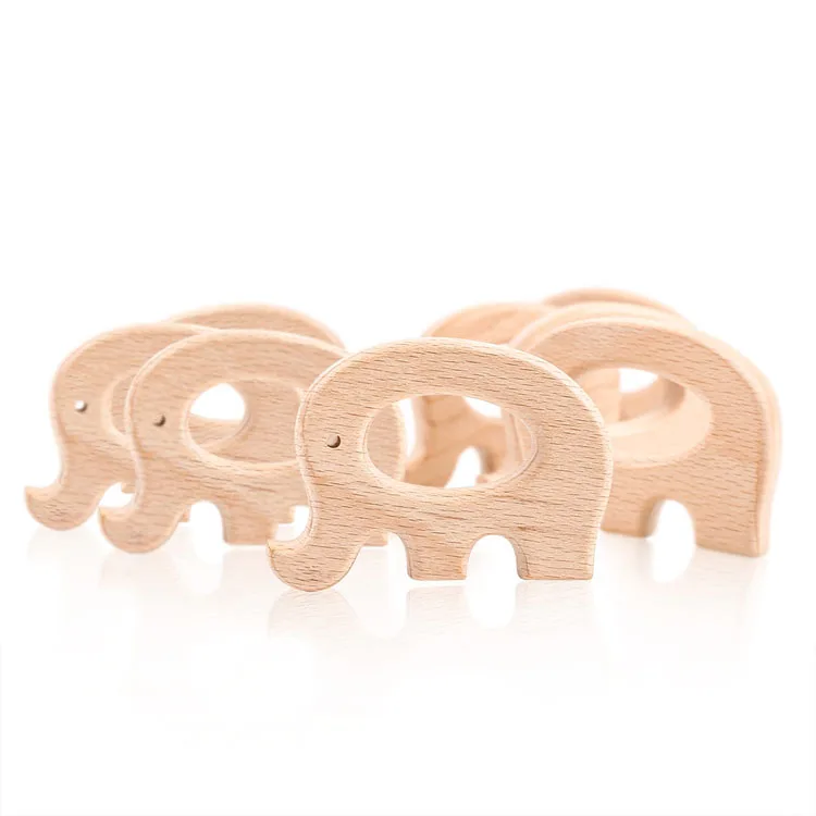 Original Wood Elephant Necklace Charms DIY Wooden Gift Accessory Wooden Teether