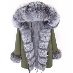 Maomaokong real fur long coat Oversize Hooded Long parka