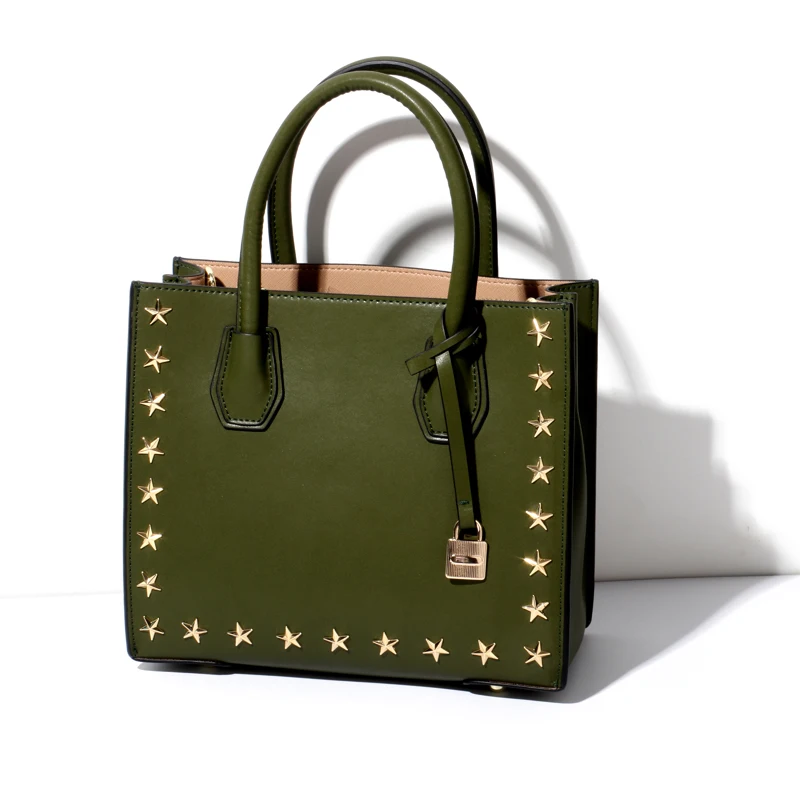 
TS8039 2020 china supplier Factory Sales Fashion Rivet Leather Tote Bag With Lock Messenger Crossbody Bags Women Handbags 