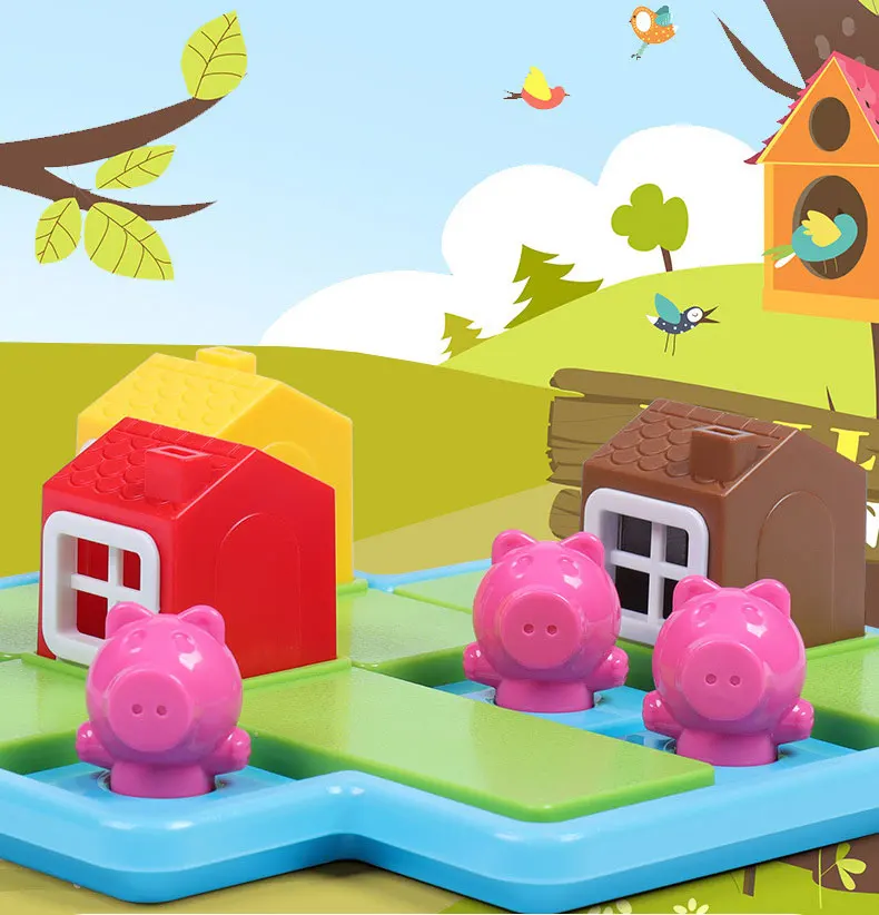 educational story toys Intelligence Toys 3-6 Ages 3D Puzzle Board Game Wolf and Three Little Pigs