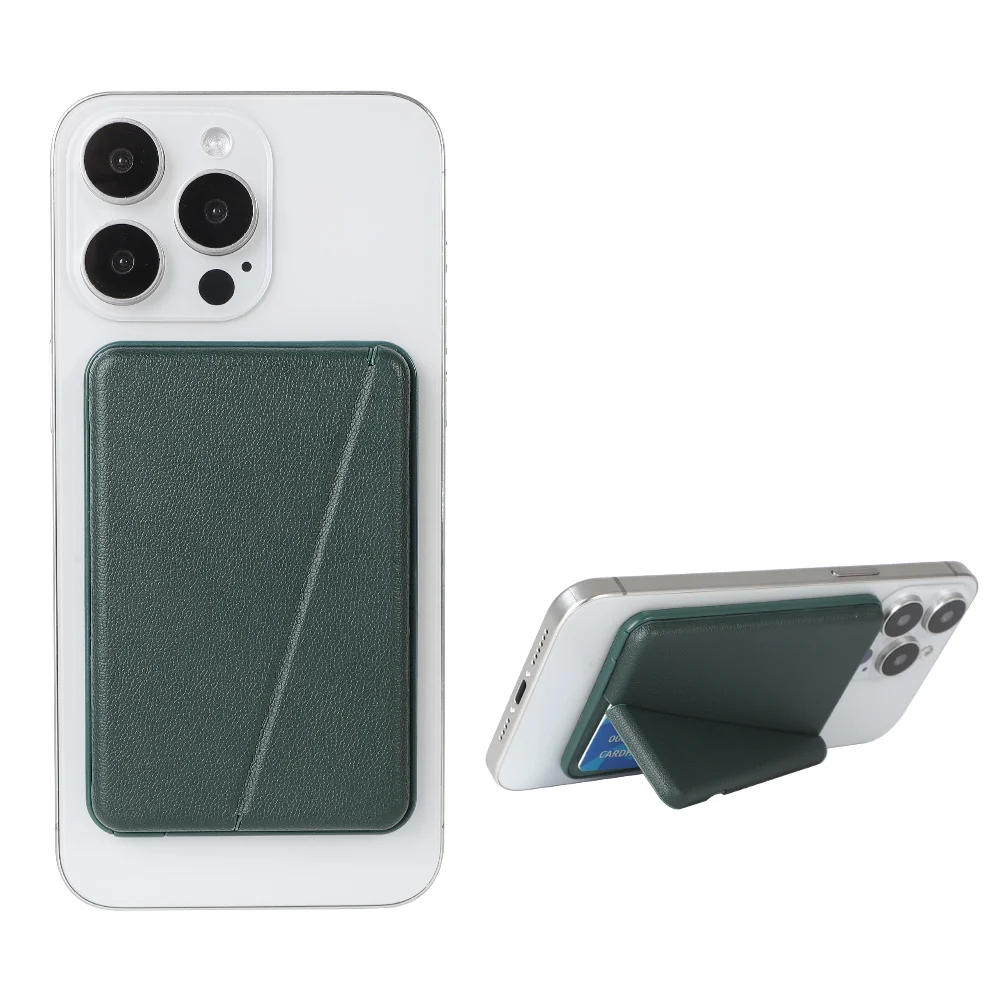 Hidden leather magnetic cell phone wallet mobile phone card holder with stand