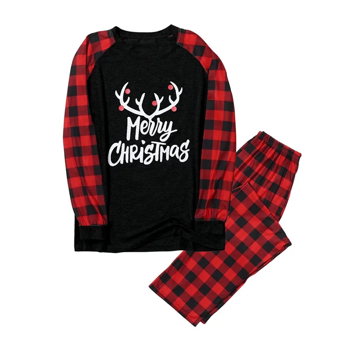 
Christmas Family Matching Outfits Mother Daughter Pajamas Set Dad Son Baby Kids Elk Print Plaid Suit For Family Home Pajamas Set 