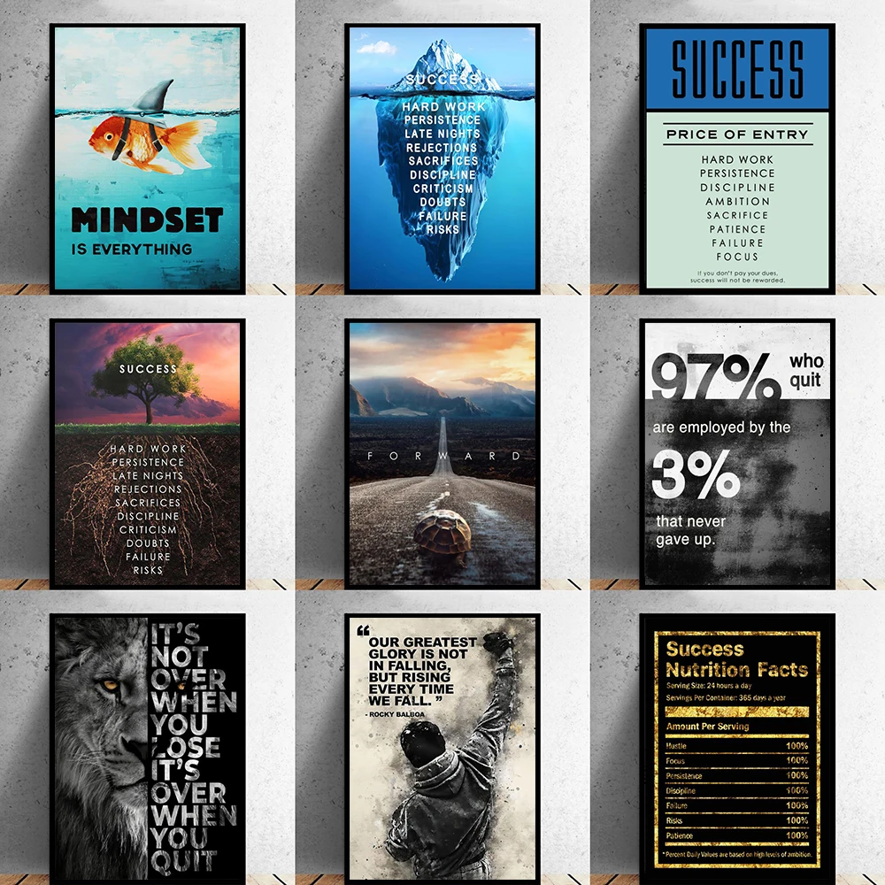 Classic Inspirational Quotes Iceberg of Success Canvas Paintings Posters and Prints Wall Art Pictures for Living Room Decor