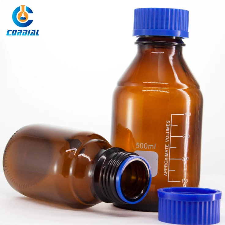 Labs borosilicate Storage Bottles glass reagent bottle with Blue GL45 Screw lid