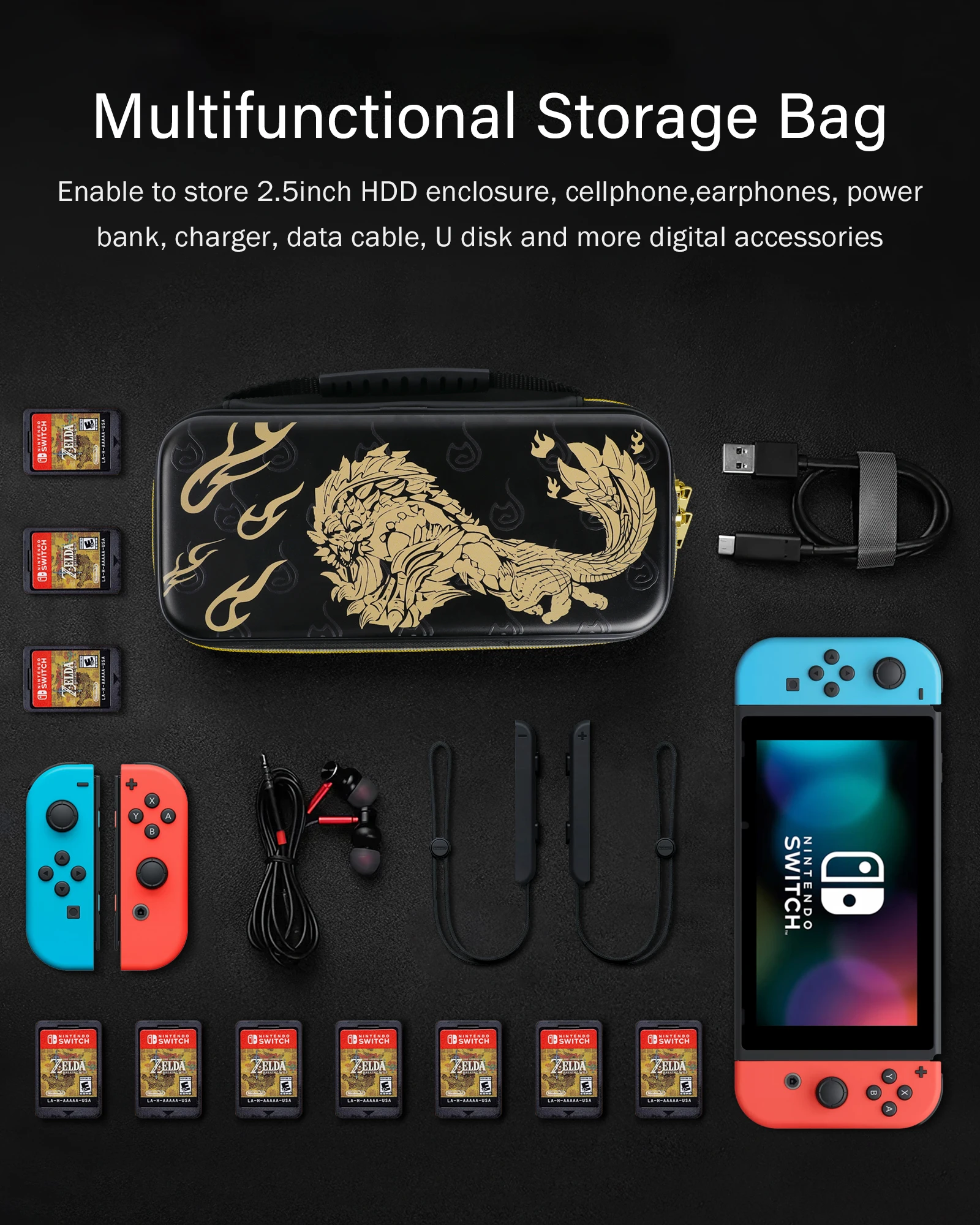 Цветной упаковочный материал OEM EVA Joy Piece Iksnail Размер сумка переключатель NS чехол для Nintendo Switch Bag