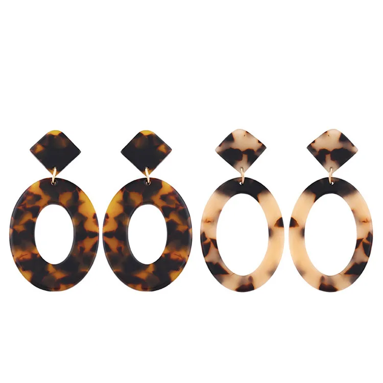 Acrylic Earrings 2019 Big Statement Earrings Women Resin Oval Square Geometric Drop Dangle Bohemian Jewelry Earrings