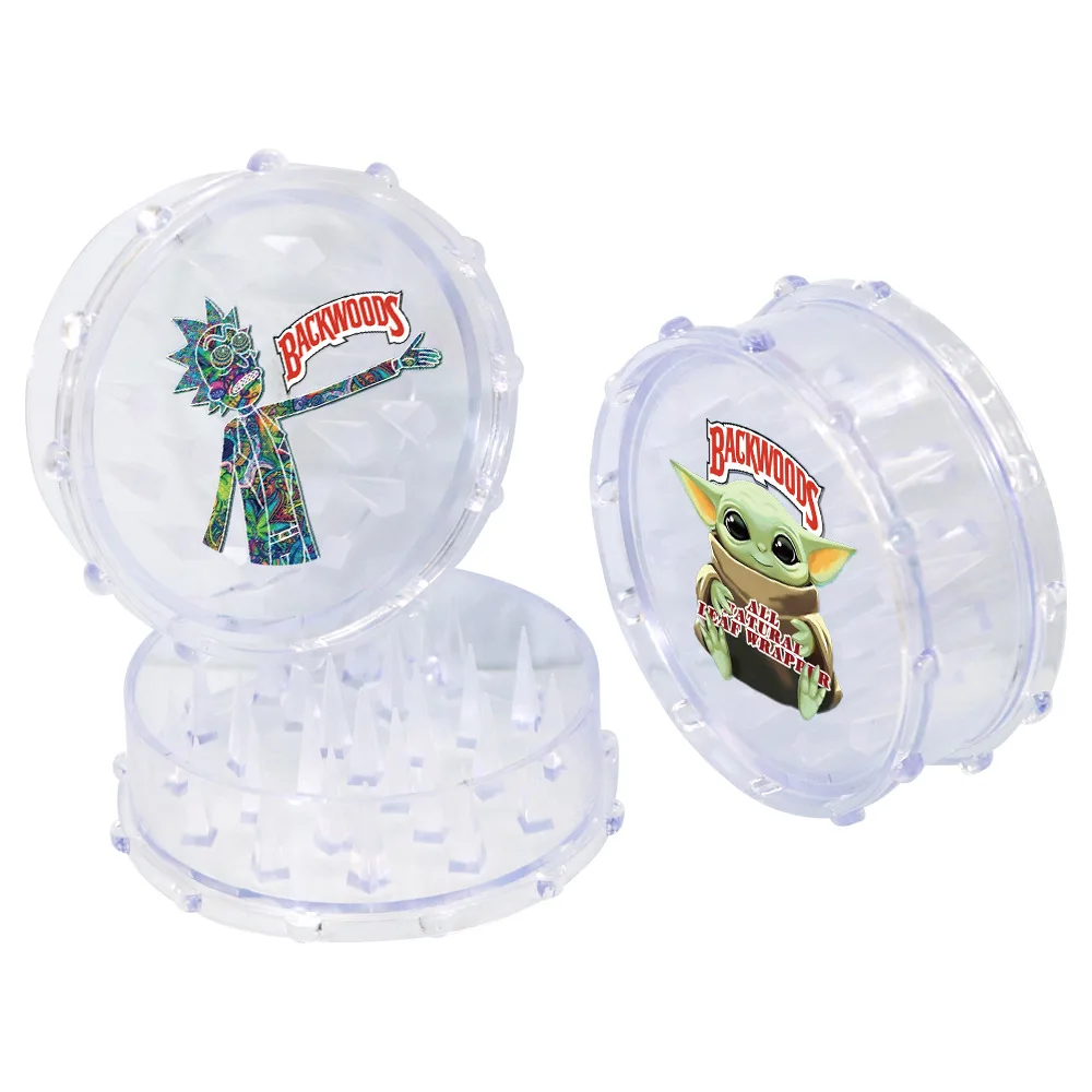 
Hintcan New weed grinder Backwoods 75mm transparent acrylic 2- layers plastic smoke herb grinders 