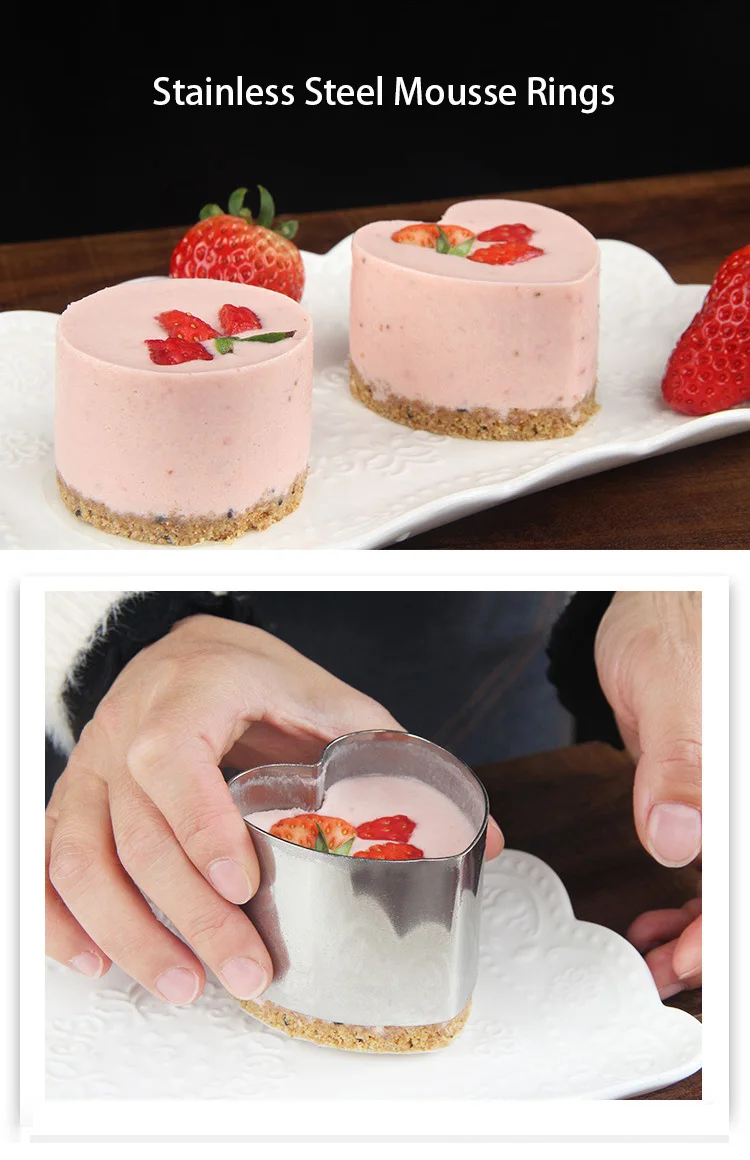Bakeware stainless steel heart-shape mousse ring 6pcs/sets of biscuit cutting mold tiramisu cake mold