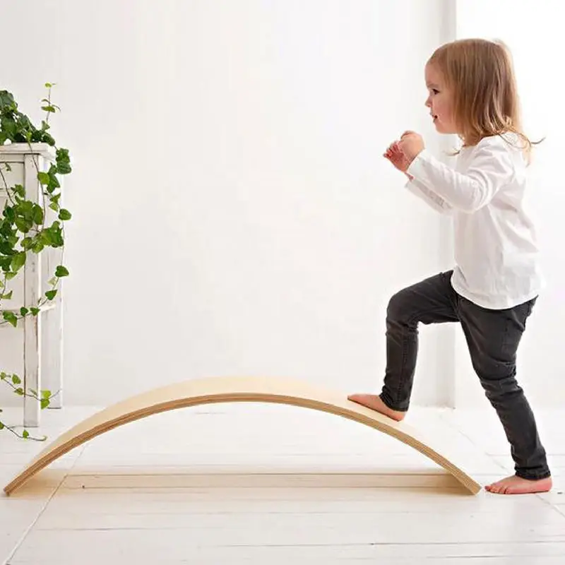 Multifunction Wobble Boards children Montessori Game Curved crescent Wood Toy Wooden Balance Board for kids