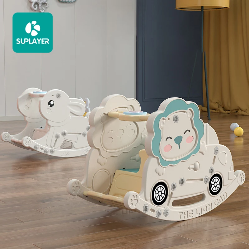 SUPLAYER Customizable OEM  Free Samples Children Unicorn Car Kids Plastic Rocking Horse Baby Ride On Animal Toy