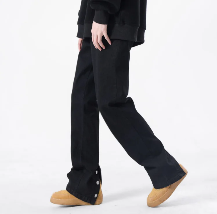 Fashion Oversized Black Jeans Pants For Men Hip Hop Slim Stacked Jeans Men Breasted Button Men Denim Jeans Wholesale