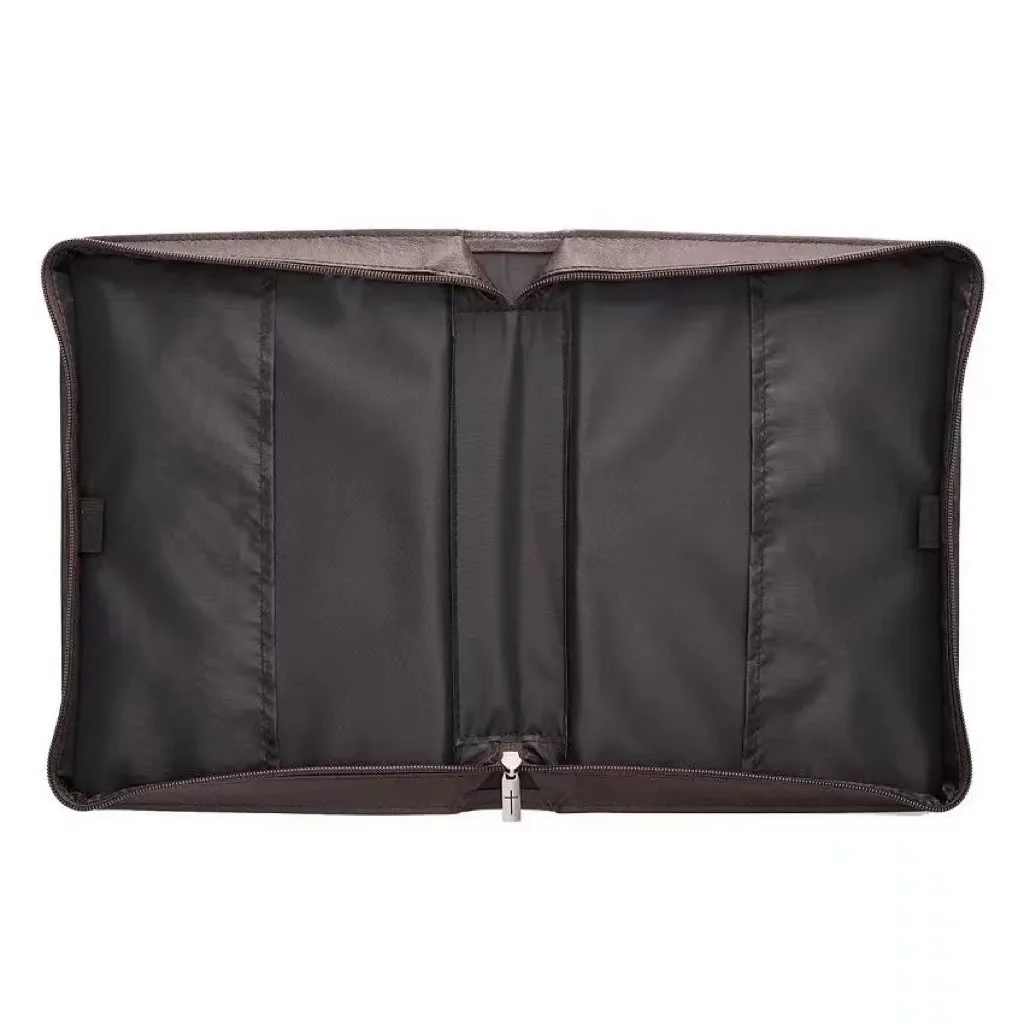 BSCI custom popular church crazy horse pu leather woman man printed  durable bible tote book cover case bag with pen holder