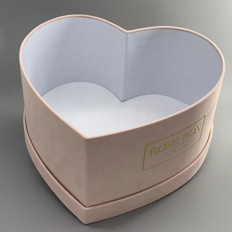 Wholesale high quality red velvet heart shaped flower box with insert foam for preserved roses