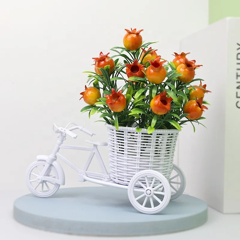 Amazon silk peony bouquets artificial flowers cheap family wedding flowers Christmas fruit bicycle decorations display