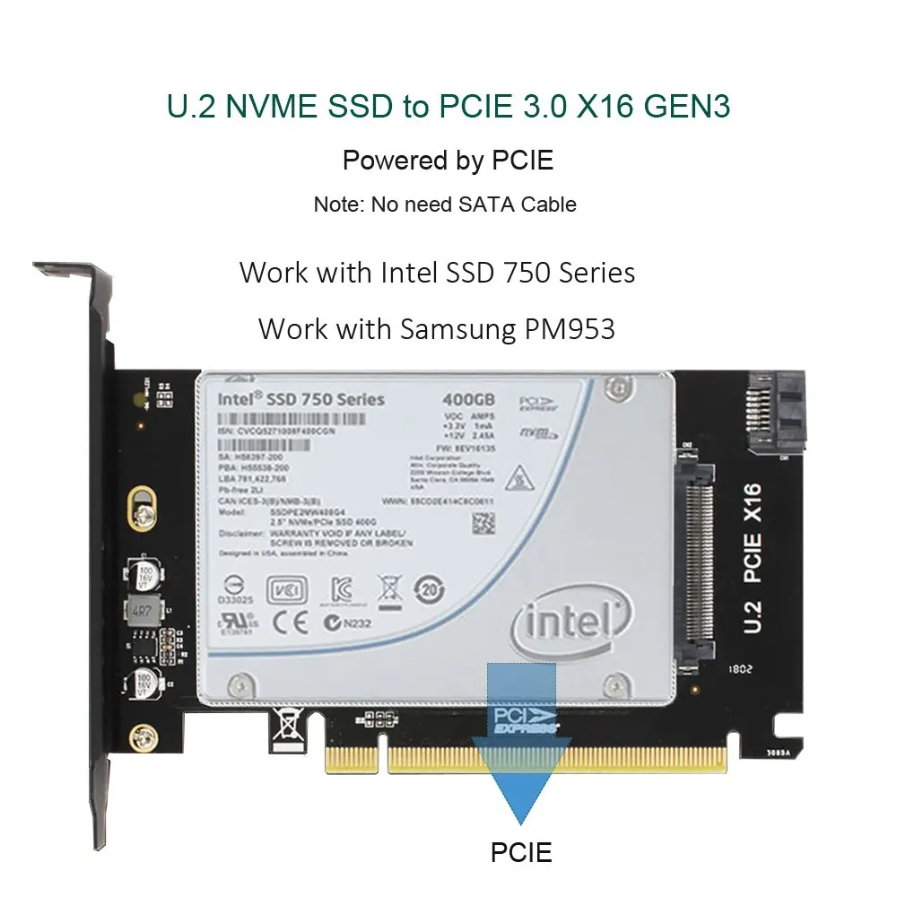 Высокопроизводительная плата расширения U 2 (SFF-8639) поддерживает U. SSD и SATA PCIE на U2