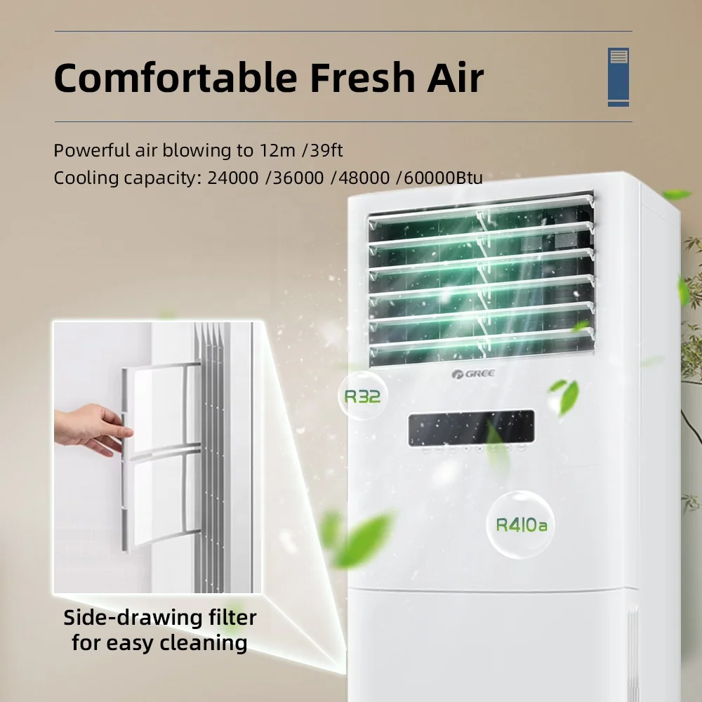 Puremind 36000Btu 48000Btu Standing Air Conditioner Vertical Type Cooling Heating Floor Cabinet Air Conditioning System Wifi