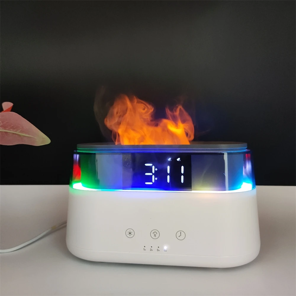 180ml Smart Flame Diffuser For Home,Essential Oil Diffuser With 3d Flame Light Aromatherapy Fire Diffuser Humidifier