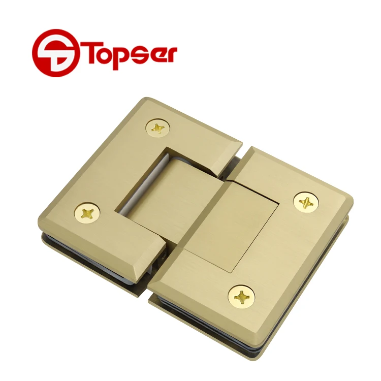 Satin Brass 180 Degree Double Core Glass to Glass Mount Sliding Shower Glass Door Pivot Hinge