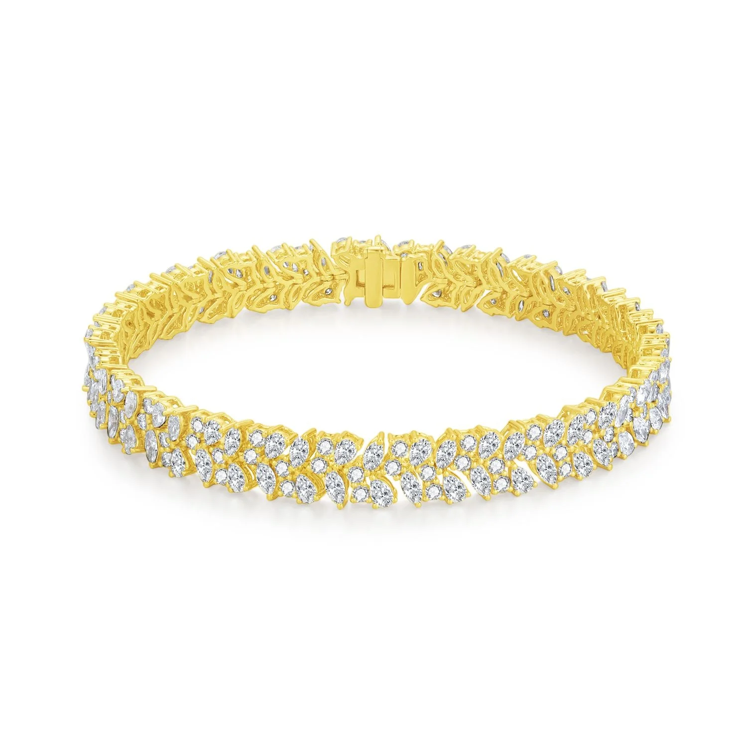 Hiphop Style Round Pear Tennis Chain 14K 18K Gold Pave Diamond Bangle Bracelet Lab Created Diamond Wristband Bracelet