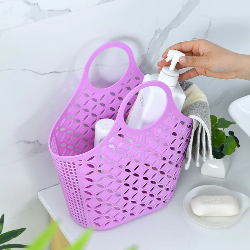 New Arrival Heavy Duty Red Straw Basket Foldable Bag Large Plastic Fruit Vegetable Jelly Basket Bag