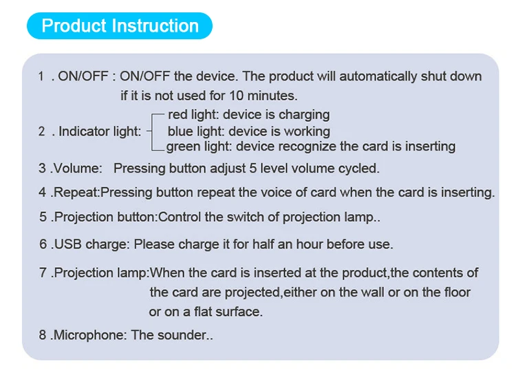 With Projection Lamp Preschool Flash Cards English Speaker Educational ABS Kids Learning Machine